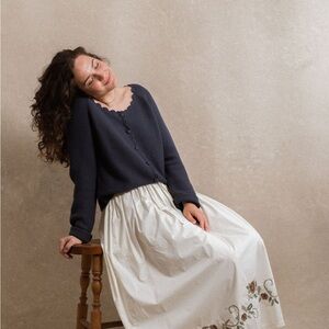 Neuflora Athens Skirt- small White Embroidered Skirt lace trim